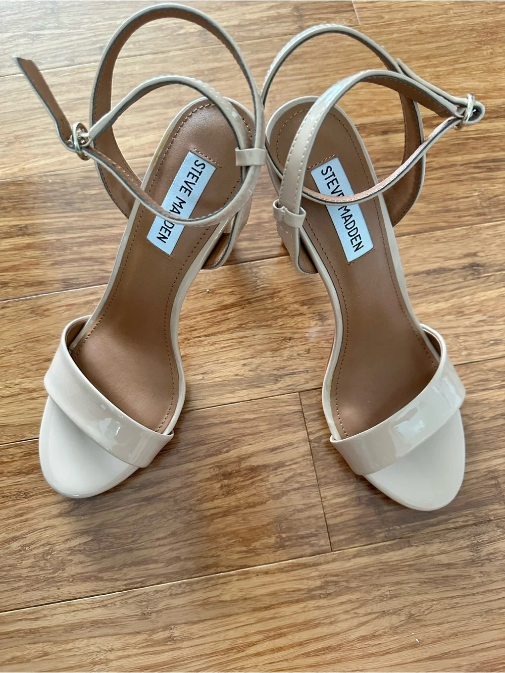 Steve Madden Nude Patent Ankle-Strap Stiletto heels - Picture 7 of 12